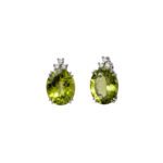 Orecchini da Donna in Oro Bianco con Diamanti e Peridoto - 3597/O