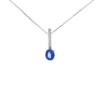Collana da Donna in Oro Bianco con Diamanti e Tanzanite - 4024