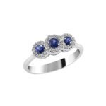 Anello da Donna in Oro Bianco con Diamanti e Zaffiri - 4324/A