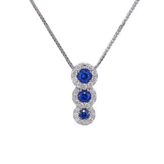 Collana da Donna in Oro Bianco con Diamanti e Zaffiri - 4324