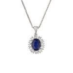 Collana da Donna in Oro Bianco con Diamanti e Zaffiro - 4960