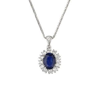 Collana da Donna in Oro Bianco con Diamanti e Zaffiro - 4960