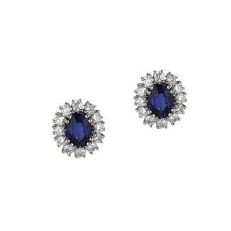Orecchini da Donna in Oro Bianco con Diamanti e Zaffiri - 4960/O