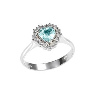 Anello da Donna in Oro Bianco con Acquamarina e Diamanti - 5159