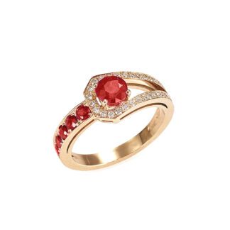 Anello da Donna in Oro Rosa con Diamanti e Rubini - 5241/3