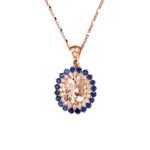 Collana da Donna in Oro Rosa con Diamanti, Zaffiri e Morganite - 5282/C2