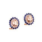 Orecchini da Donna in Oro Rosa con Diamanti, Zaffiri e Morganite - 5282/O2
