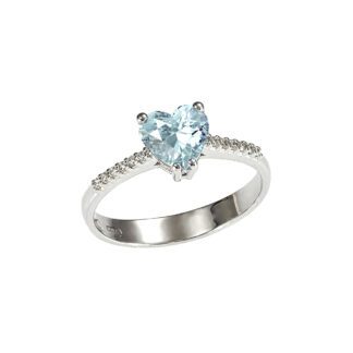 Anello da Donna in Oro Bianco con Acquamarina e Diamanti - 5321