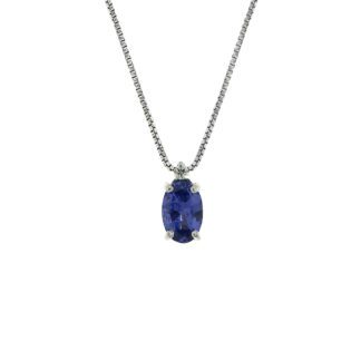 Collana da Donna in Oro Bianco con Diamante e Tanzanite - 5378/5