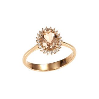 Anello da Donna in Oro Rosa con Diamanti e Morganite - 5533/A