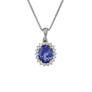 Collana da Donna in Oro Bianco con Diamanti e Tanzanite - 5646