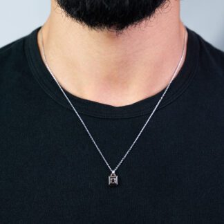 Collana Zancan in Oro Bianco e Rosa con Diamante Nero - EC967BR
