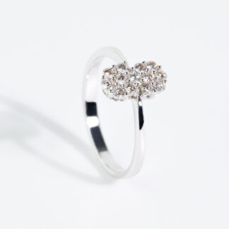 Anello da Donna in Oro Bianco con Diamanti a Fiore - 935/72