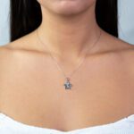 Pendente a Stella da Donna in Oro Bianco con Diamante - 01F02