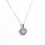Collana con Pendente a Cuore in Oro Bianco con Diamanti e Rubini - CL2111