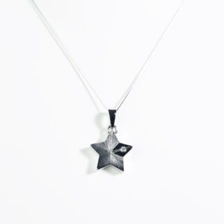 Pendente a Stella da Donna in Oro Bianco con Diamante - 01F02