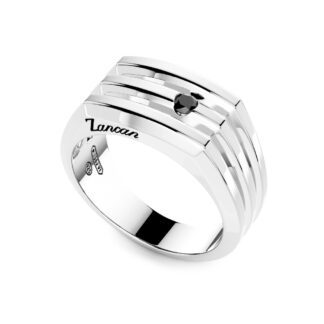 Anello Zancan in Argento con Spinelli Neri - Insigna 925 - ESA058