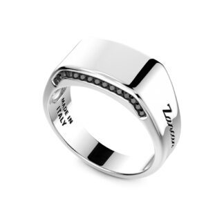 Anello Zancan in Argento con Spinelli Neri - Insigna 925 - ESA059