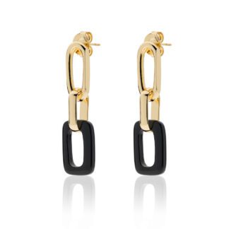 Orecchini da Donna Unoaerre in Bronzo Dorato e Onice Nera - Bronze - 2136