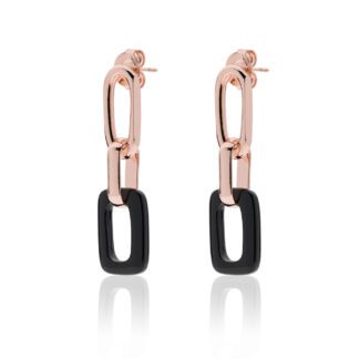 Orecchini da Donna Unoaerre in Bronzo Rosè e Onice Nera - Bronze - 2137