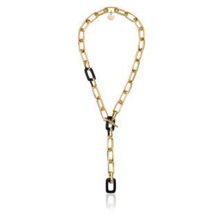 Collana da Donna Unoaerre in Bronzo Dorato e Onice Nera - Bronze - 2130