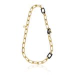 Collana da Donna Unoaerre in Bronzo Dorato e Onice Nera - Bronze - 2130