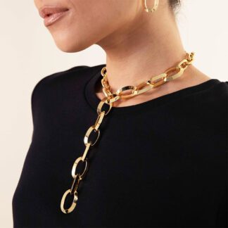Collana da Donna Unoaerre in Bronzo Dorato con Catena Forzatina - 2139