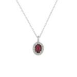 Collana da Donna in Oro Bianco con Diamanti e Rubino - 4240