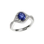 Anello da Donna in Oro Bianco con Diamanti e Zaffiro - 4531/A