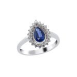 Anello da Donna in Oro Bianco con Diamanti e Zaffiro - 5729/A