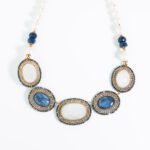 Collana da Donna in Argento con Perle, Cianite e Pietra di Luna - 359CO