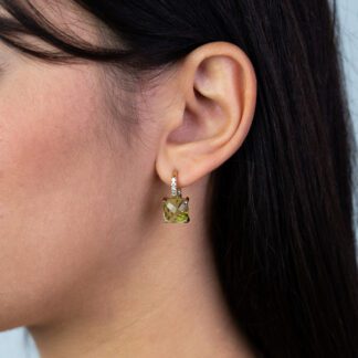 Orecchini da Donna in Oro Giallo 18kt con Peridoto e Zirconi - OR72PER