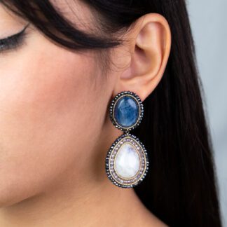 Orecchini da Donna in Argento con Cianite e Pietra di Luna - 359OR