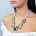 Collana da Donna in Argento con Perle, Zaffiri e Zirconi - 952CO