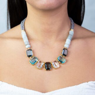 Collana da Donna in Argento con Acquamarina e Quarzo Idrotermale - 99CO