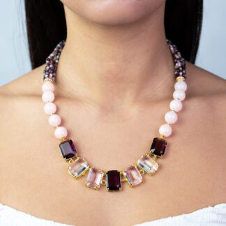 Collana da Donna in Argento con Morganite e Quarzo Idrotermale - 110CO