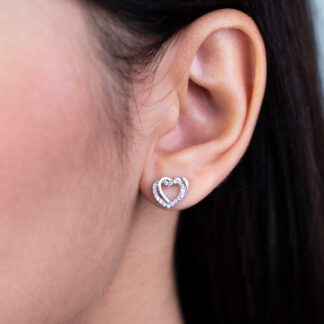 Orecchini a Lobo da Donna in Oro 18kt e Zirconi con Cuore - 1616