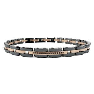 Bracciale da Uomo Zancan in Acciaio con Spinelli Neri - UHB057