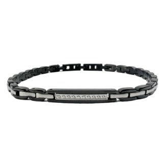 Bracciale da Uomo Zancan in Acciaio con Targa e Zirconi - UHB077