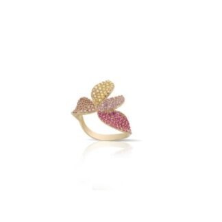 Anello Sogni da Donna in Argento Dorato e Zirconi - Fiore - AN087GM-14