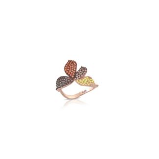 Anello Sogni da Donna in Argento Dorato e Zirconi - Fiore - AN087RA-16