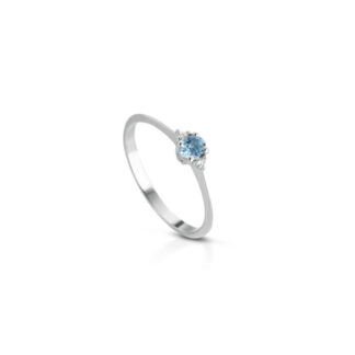 Anello Marika in Oro Bianco con Diamanti ed Acquamarina - ANP7802AMA/5