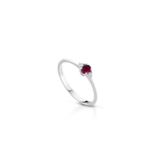 Anello Marika in Oro Bianco con Diamanti e Rubino - ANP7802RAR/1