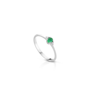 Anello Marika in Oro Bianco con Diamanti e Smeraldo - ANP7802SFR/1