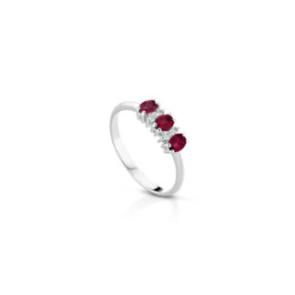 Anello Marika in Oro Bianco con Diamanti e Rubini - ANP7805RFR/5
