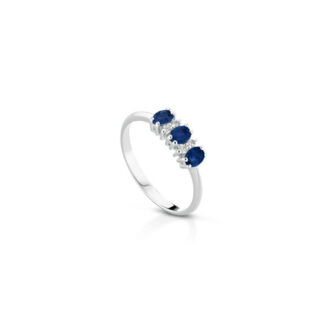 Anello Marika in Oro Bianco con Diamanti e Zaffiri - ANP7805ZAR/7
