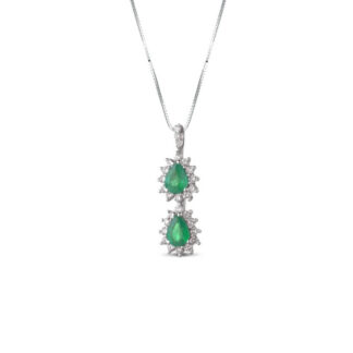Collana Marika in Oro Bianco con Diamanti e Smeraldi- CD8003SAR/8