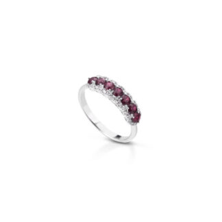 Anello Marika in Oro Bianco con Diamanti e Rubini - AN7828RAR/1