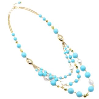 Collana Koliè 925 in Argento e Pasta di Turchese - Corfù - CLCORFU13