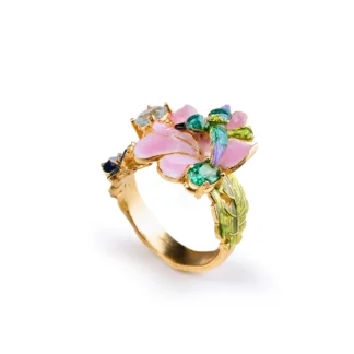Anello Isola Bella in Argento con Smalti e Zirconi | Tropical - 20001503